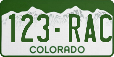 CO license plate 123RAC