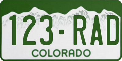 CO license plate 123RAD