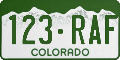 CO license plate 123RAF