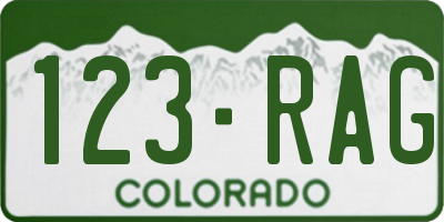 CO license plate 123RAG