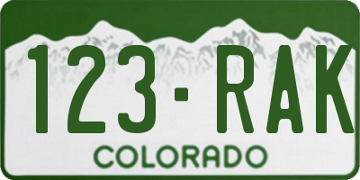 CO license plate 123RAK