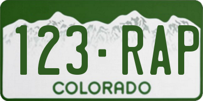 CO license plate 123RAP