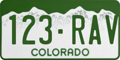 CO license plate 123RAV