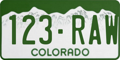 CO license plate 123RAW