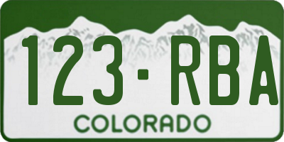 CO license plate 123RBA
