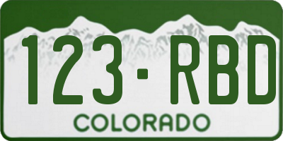 CO license plate 123RBD