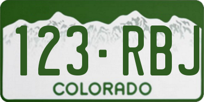 CO license plate 123RBJ