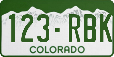 CO license plate 123RBK
