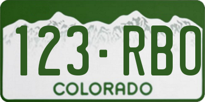 CO license plate 123RBO