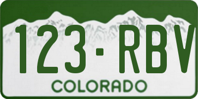 CO license plate 123RBV