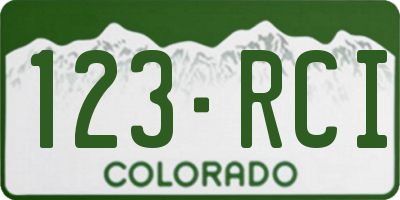 CO license plate 123RCI