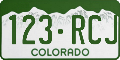 CO license plate 123RCJ
