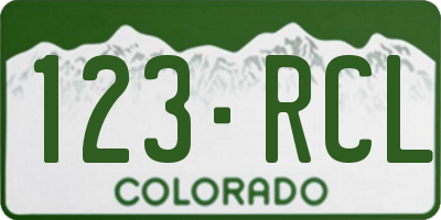 CO license plate 123RCL
