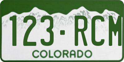 CO license plate 123RCM