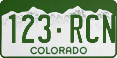 CO license plate 123RCN