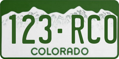 CO license plate 123RCO
