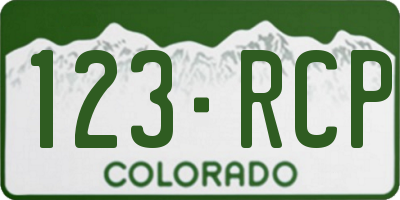 CO license plate 123RCP