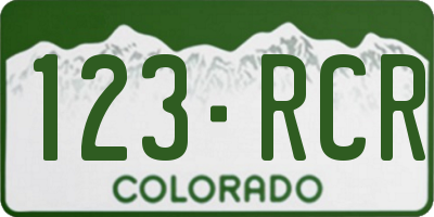 CO license plate 123RCR