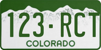 CO license plate 123RCT