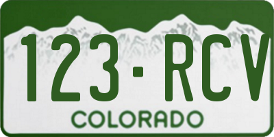 CO license plate 123RCV