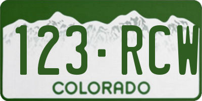CO license plate 123RCW