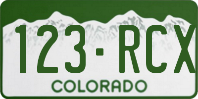 CO license plate 123RCX