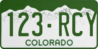 CO license plate 123RCY