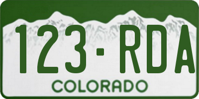 CO license plate 123RDA