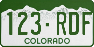 CO license plate 123RDF