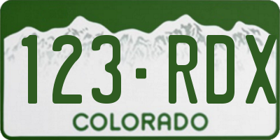 CO license plate 123RDX