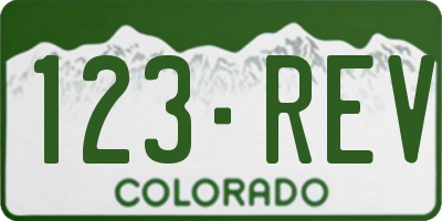 CO license plate 123REV