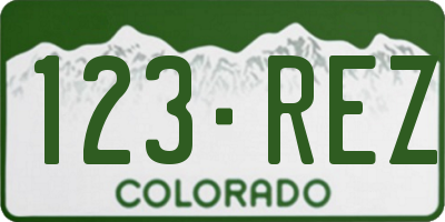 CO license plate 123REZ