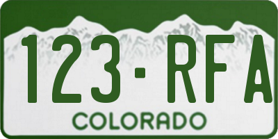 CO license plate 123RFA