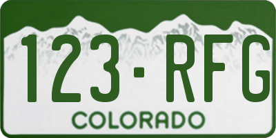 CO license plate 123RFG