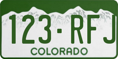 CO license plate 123RFJ