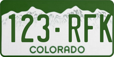 CO license plate 123RFK