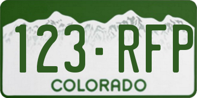 CO license plate 123RFP