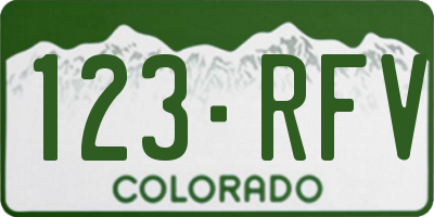 CO license plate 123RFV