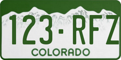CO license plate 123RFZ