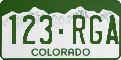 CO license plate 123RGA