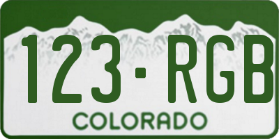 CO license plate 123RGB