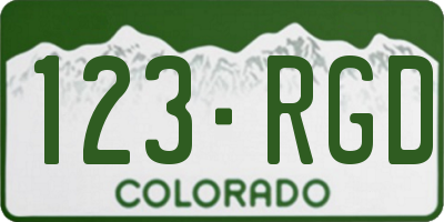 CO license plate 123RGD