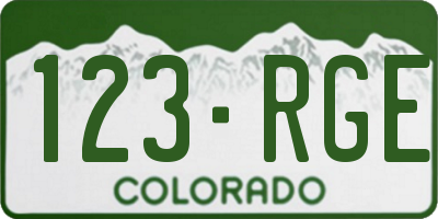 CO license plate 123RGE