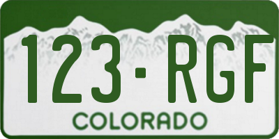 CO license plate 123RGF