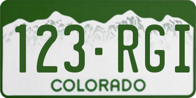 CO license plate 123RGI