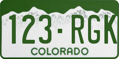 CO license plate 123RGK