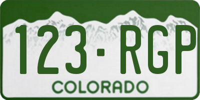 CO license plate 123RGP