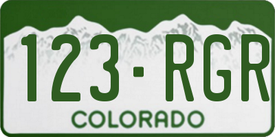 CO license plate 123RGR