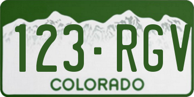 CO license plate 123RGV