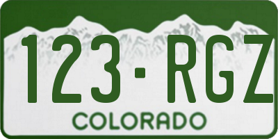 CO license plate 123RGZ